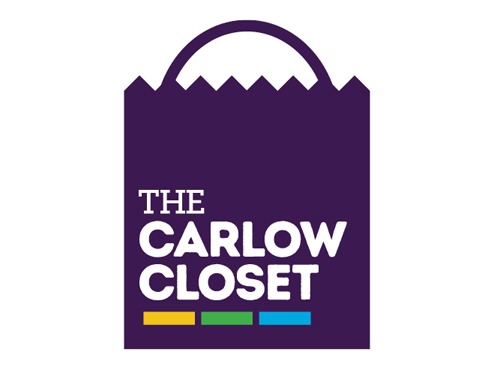 Logo is a purple shopping bag with the words The Carlow Closet.