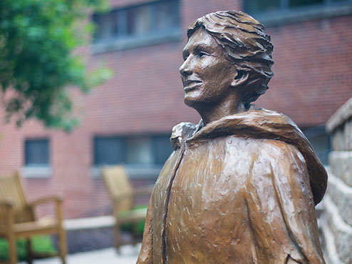 A bronze statue of one of Carlow's founding sisters. It is on Carlow University's campus.