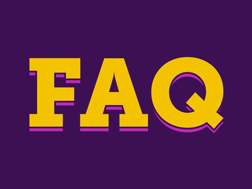 Graphic is a purple square with FAQ in bold yellow letters.