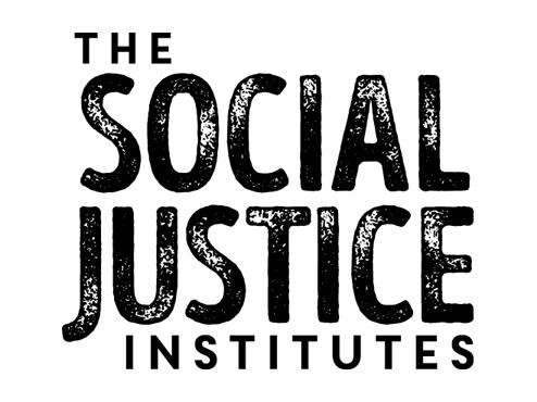 The Social Justice Institutes logo contains those words in black print on a white background.