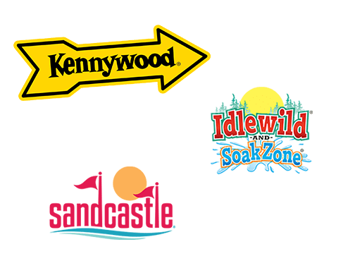 Collage of three logos: Kennywood, Idlewild and Sandcastle