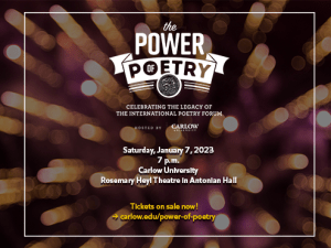 The Power of Poetry event on January 7 at 7 p.m., hosted by Carlow University.