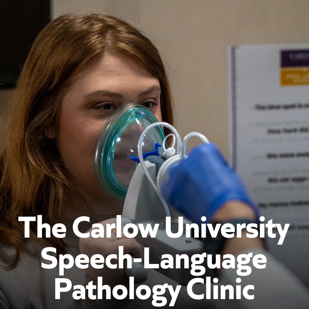 Department of Speech-Language Pathology Clinic with woman wearing a medical device