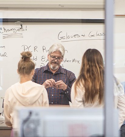 Carlow professor working with students