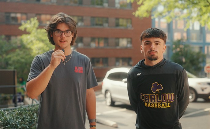 Carlow baseball first-year students on move-in day