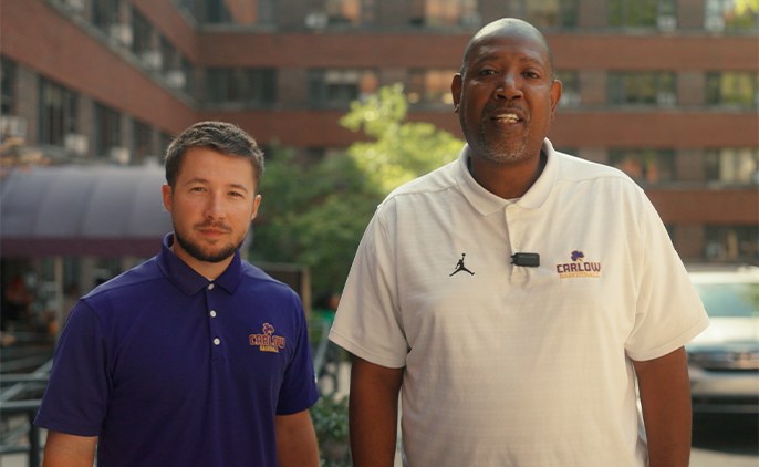 Carlow coach and student-athlete on move-in day