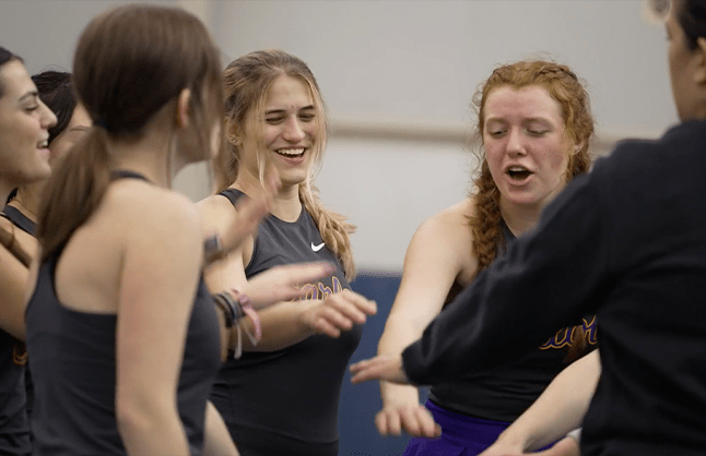 Carlow students talking together on campus