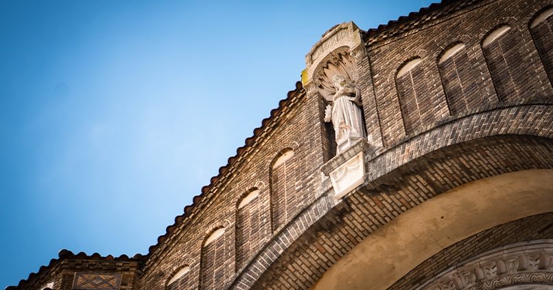 St. Agnes Church against a blue sky